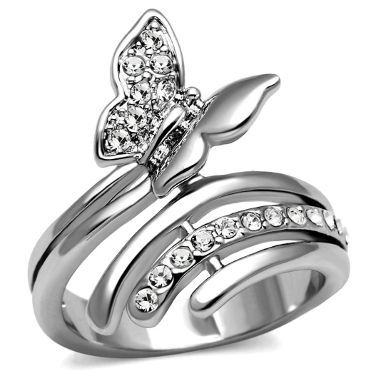 Alamode Tk2875 High Polished Stainless Steel Ring with AAA Grade CZ in Clear