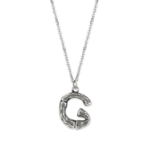 Alamode Tk3853g High Polished Stainless Steel Chain Initial Pendant - Letter G - 16"