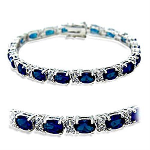 Alamode Rhodium Brass Bracelet with Synthetic Spinel in Sapphire