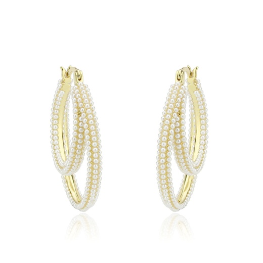 Alamode Flash Gold Brass Earring with Synthetic White Stone - 3W1791