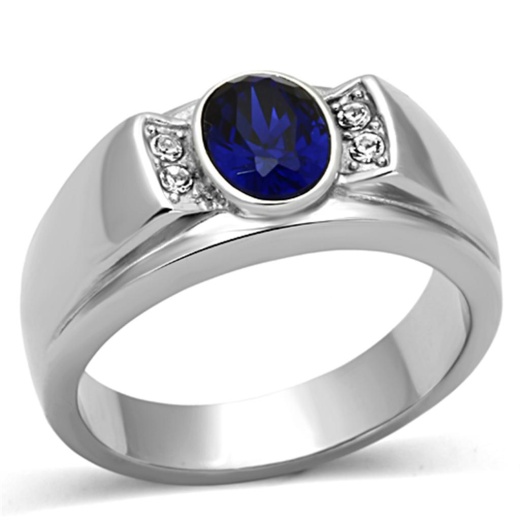 Alamode Tk1184 High Polished Stainless Steel Ring with Synthetic Glass in Montana