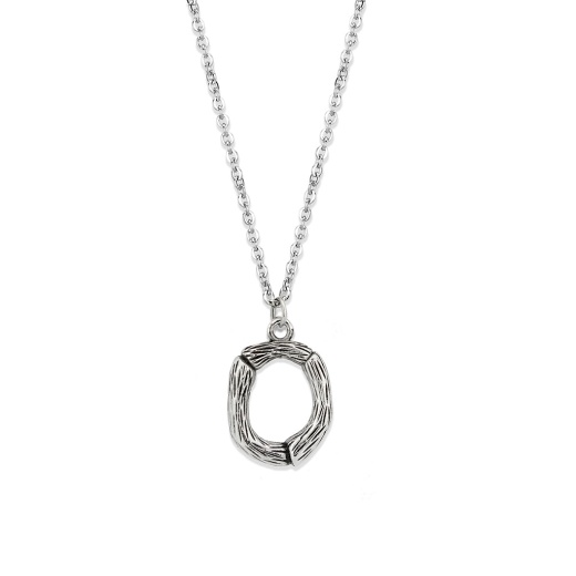 Tk3853o High Polished Stainless Steel Chain Initial Pendant - Letter O - 16"