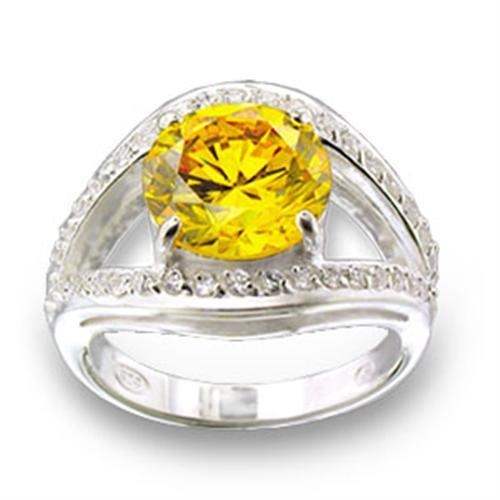 Alamode High-Polished 925 Sterling Silver Ring with AAA Grade CZ in Topaz