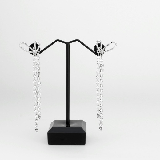 Alamode 3W1768 Imitation Rhodium Brass Earring with Top Grade Crystal in Clear