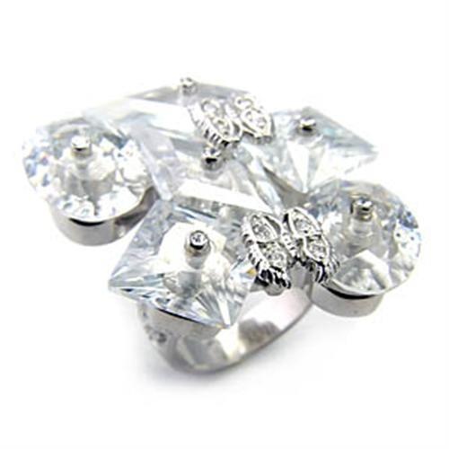 7X350 - Rhodium 925 Sterling Silver Ring With Aaa Grade Cz In Clear