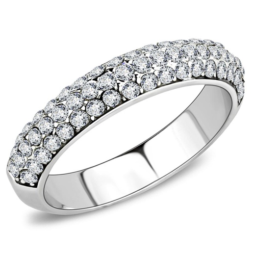 Alamode Tk3437 Stainless Steel Ring with Top Grade Crystal in Clear