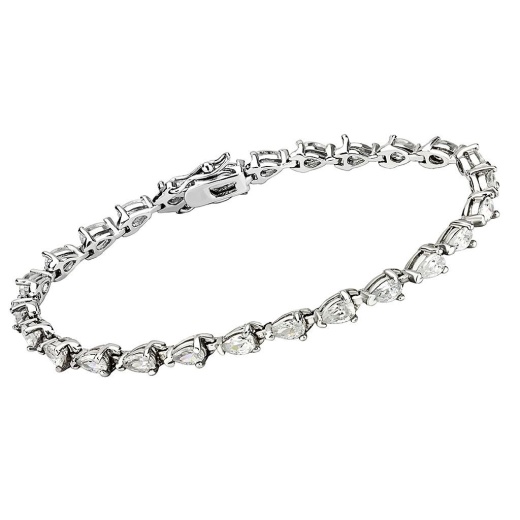 Alamode Rhodium Brass AAA Grade CZ Clear Center Stone Bracelet