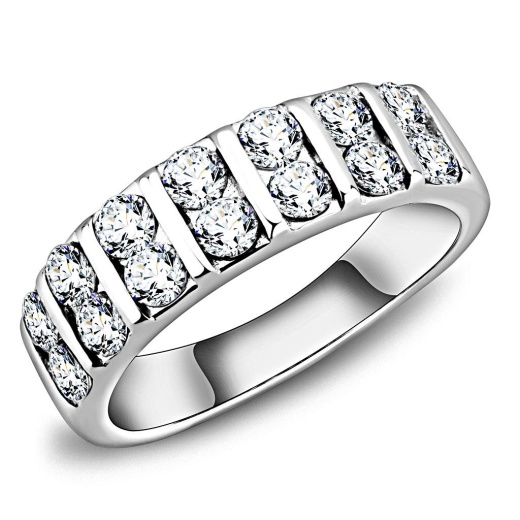 Alamode Tk3504 High Polished Stainless Steel Ring with AAA Grade CZ in Clear