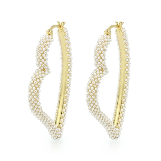 Flash Gold Brass Earring with Synthetic White Stone - Alamode