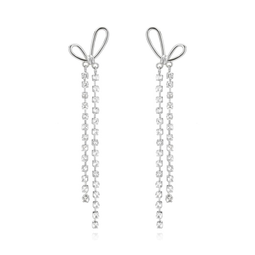 Alamode 3W1768 Imitation Rhodium Brass Earring with Top Grade Crystal in Clear