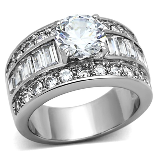 Alamode Tk1232 Stainless Steel Ring with AAA Grade CZ in Clear