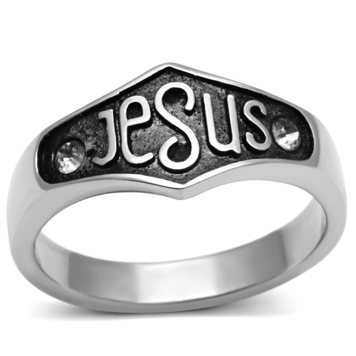 Alamode Tk631 High Polished Stainless Steel Ring with Top Grade Crystal in Clear