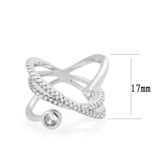 Alamode Imitation Rhodium Brass Ring with AAA Grade CZ in Clear
