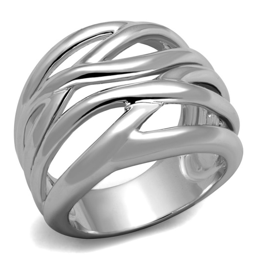 Alamode Rhodium Brass Ring With No Stone - 3W1067