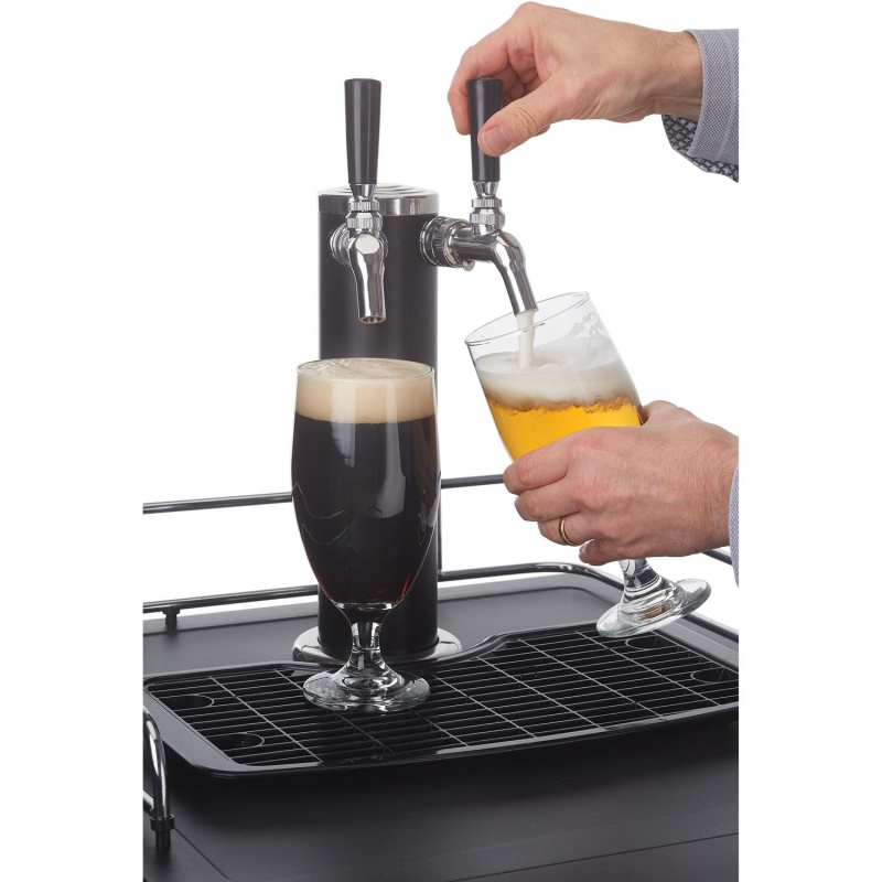 5.4 Cuft. DualTap Beer Keg Cooler, Worktop Black/Stainless