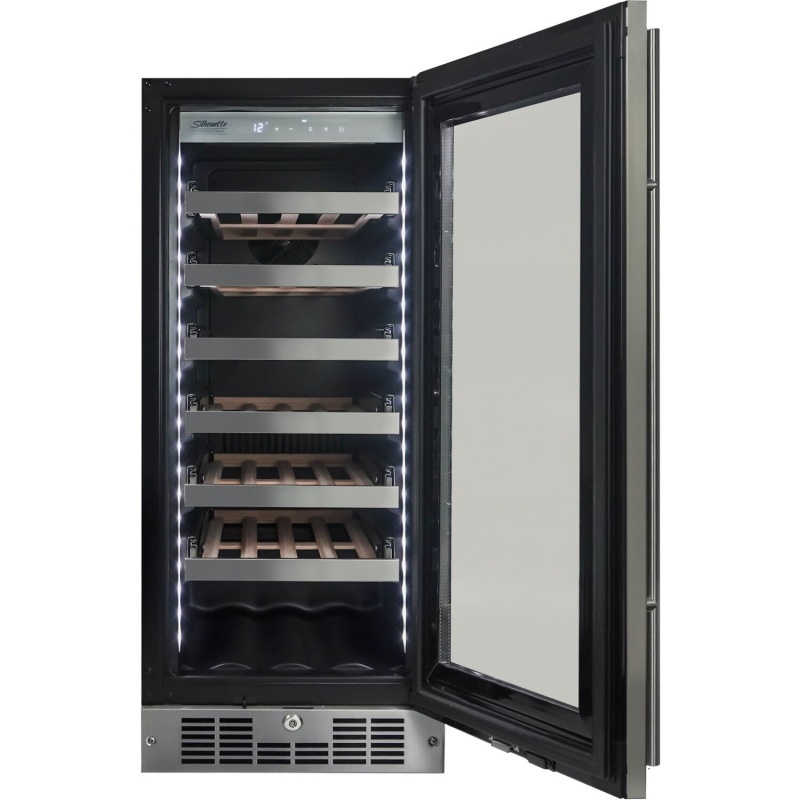 Silhouette 28 Bottle Integrated Wine Cooler, 15" Wide Chassis - Black/Stainless