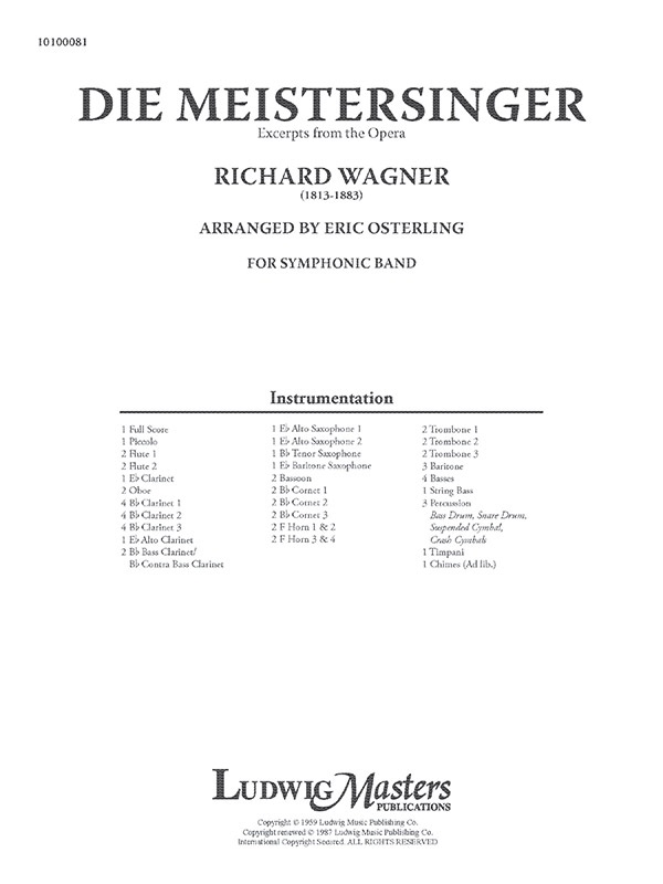 Die Meistersinger Excerpts Conductor Score