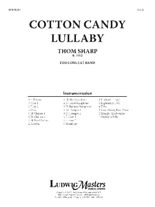 Cotton Candy Lullaby Conductor Score - LudwigMasters Beginning Band