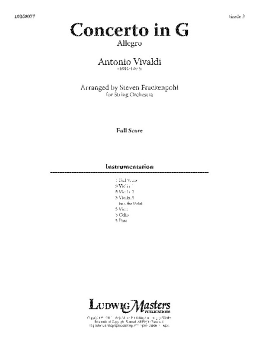 Concerto In G Full Score