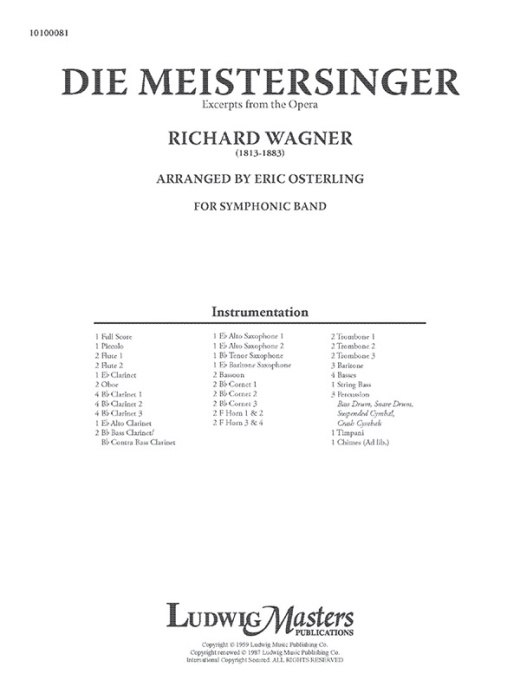 Die Meistersinger Excerpts Conductor Score for Concert Band