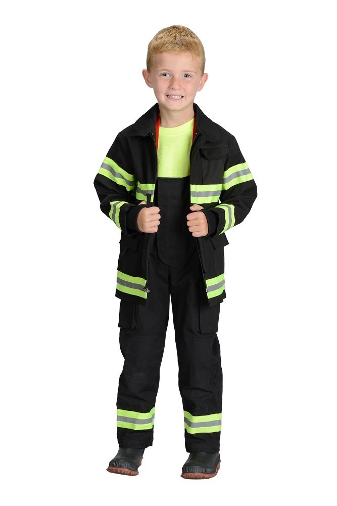 Firefighter Suit Size 6/8 - 48-62 Lbs, Height 42-50" Black
