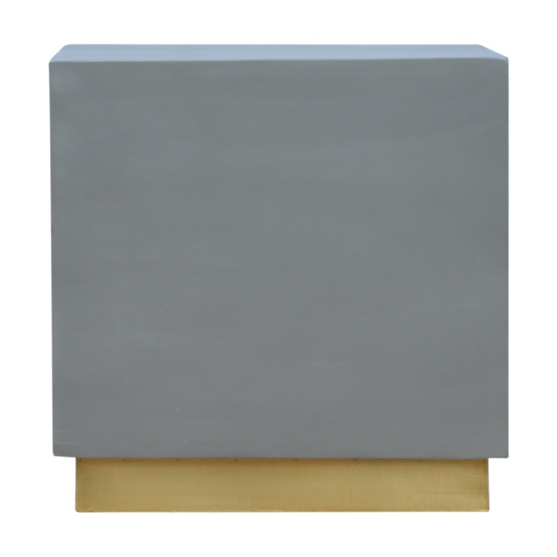 Cement Footstool With Gold Base