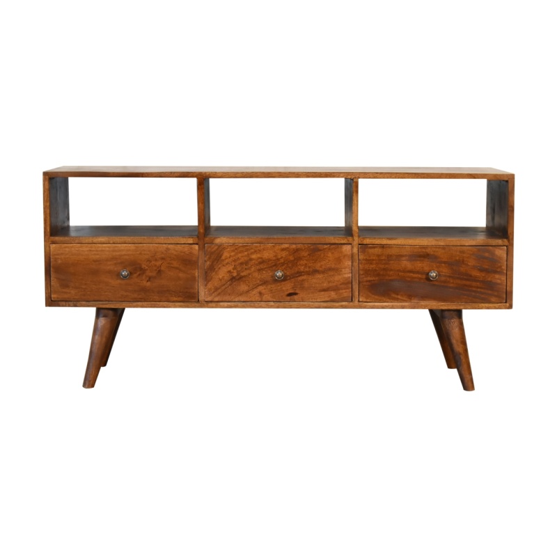 Chestnut Nordic 3 Drawer Tv Unit