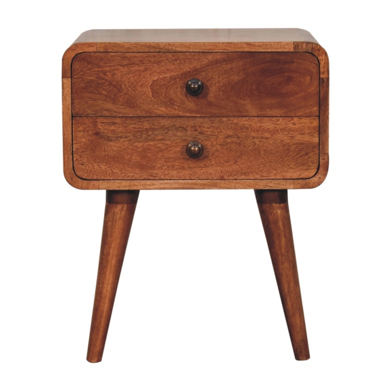 Curved Honey Caramel Bedside