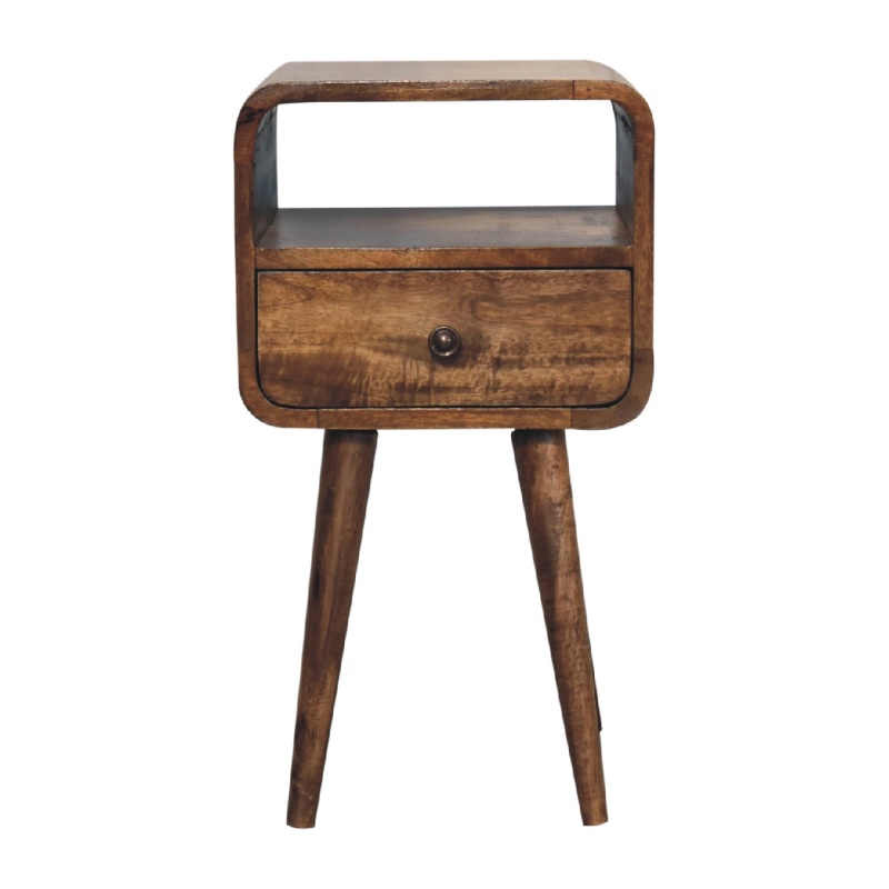 Mini Grey Wash Curve Open Nightstand