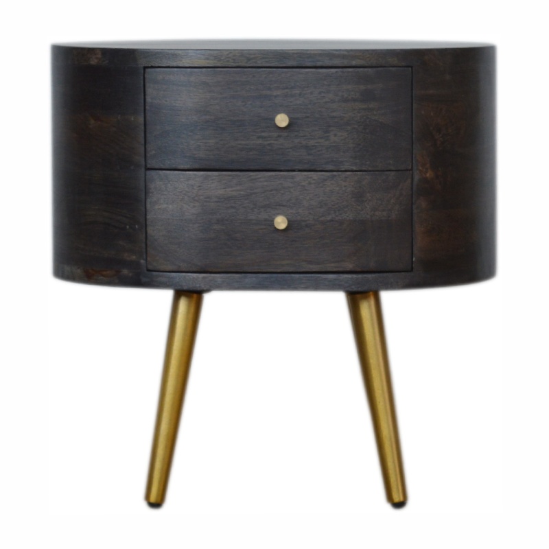 Ash Black Nightstand With Brass Legs