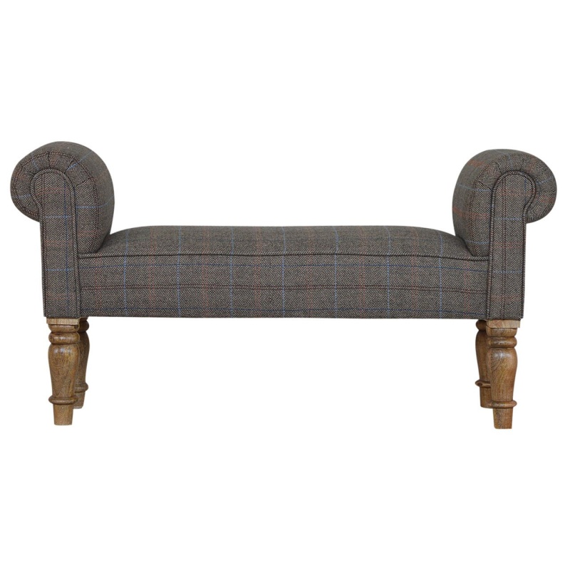 Multi Tweed Turned Bedroom Bench