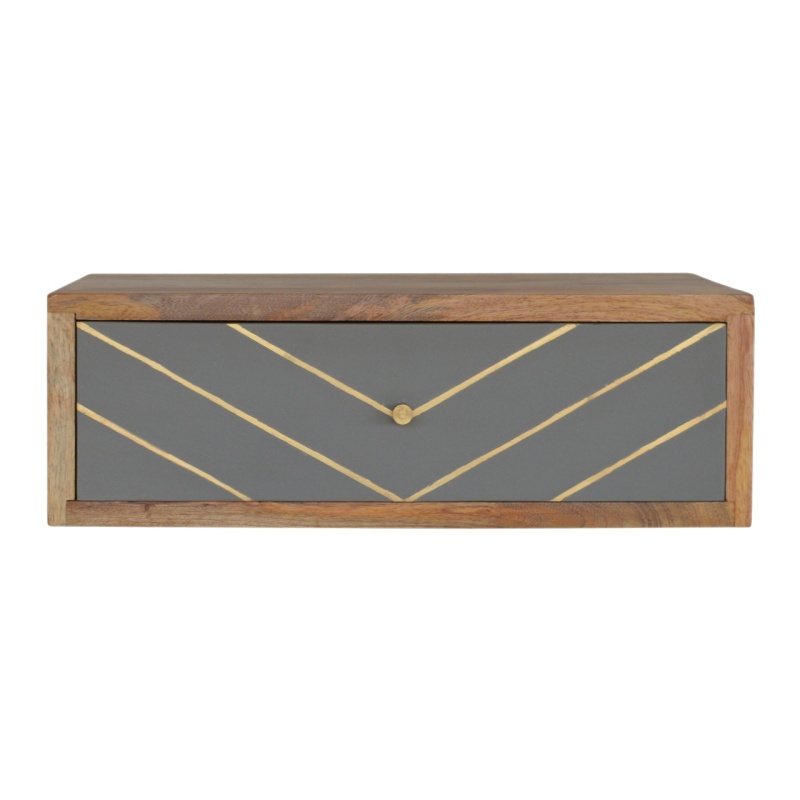 Floating Cement Brass Inlay Nightstand