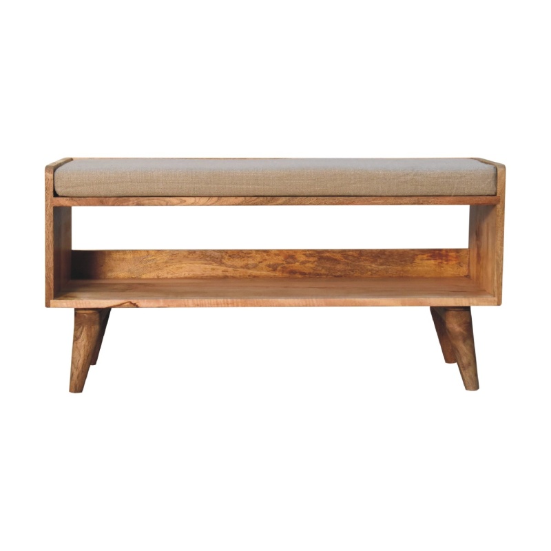 Oak-Ish Nordic Storage Bench With Mud Linen