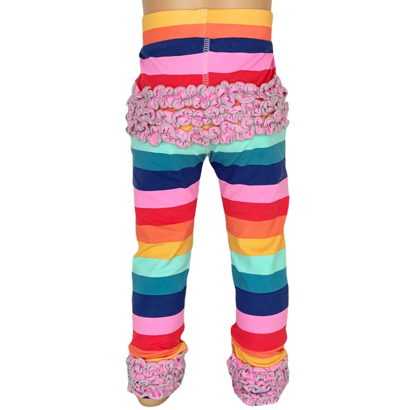 Annloren Little & Big Girls Boutique Rainbow Ruffle Butt Leggings