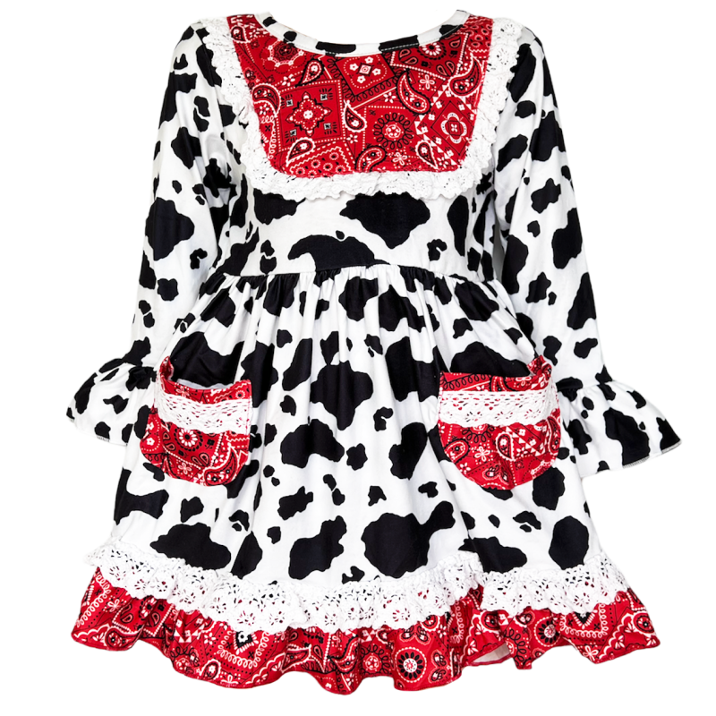 Al Limited Girls Boutique Cowgirl Cow Print Lace Bandana Rodeo Party Dress