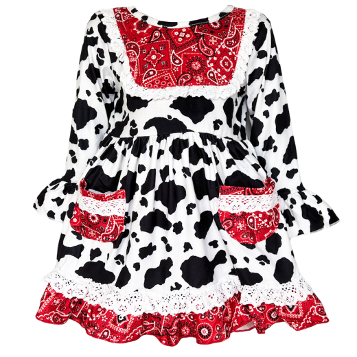 AnnLoren Limited Girls Boutique Cowgirl Cow Print Lace Bandana Rodeo Party Dress