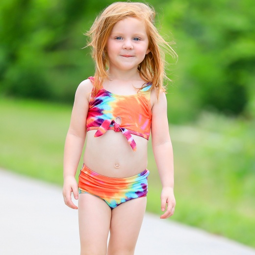 Al Limited Girls 2 Piece Tie Dye Tankini Swimsuit Swirl Rainbow