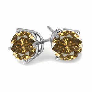 0.50 Carats Champagne Diamond Earrings in 14K White or Yellow Gold