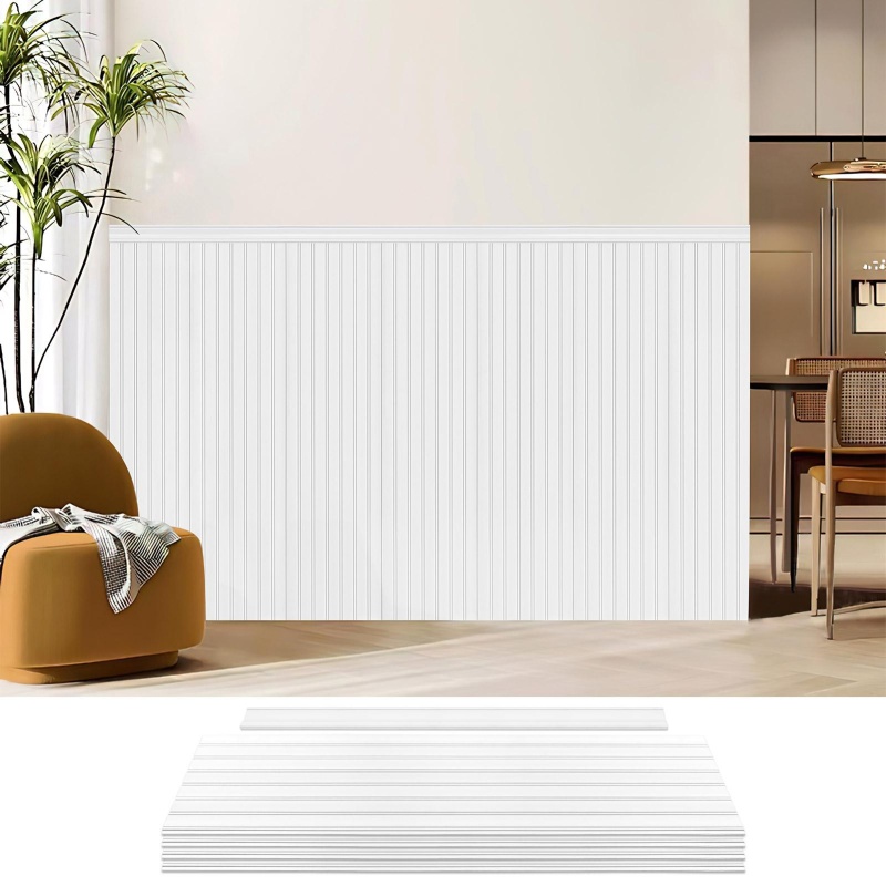 A33001-Art3d Wainscoting Wall Panel Kit, 37.8" Tall Beadboard Panels For Walls, Polystyrene Board And Batten Wall Panel Kit, Easy Diy Decorative Trim For Living Room, Kitchen, Bedroom – Covers 31 Sq.Ft