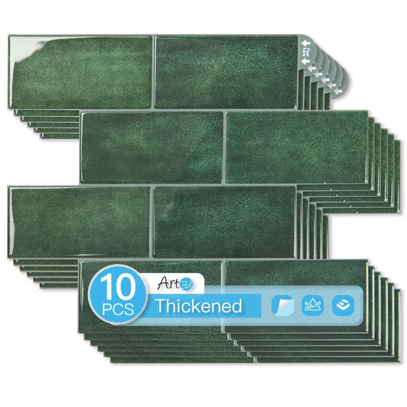 Art3d 10-Pack Heavy-Duty Peel And Stick Backsplash, 12.6 X 10.6 Inch Stick On Wall Tiles For Kitchen Bathroom Countertop Decor