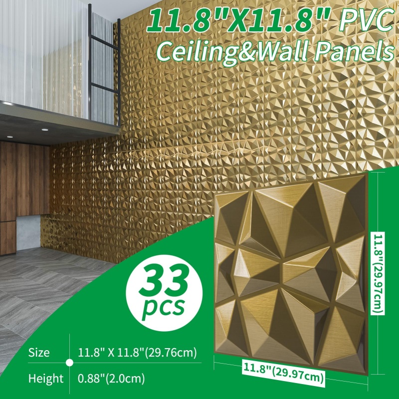 Art3d Decorative 3D Wall Panels in Diamond Design