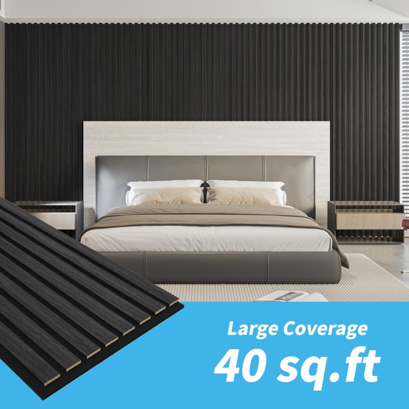 A31732go20-Textured Wood-Look 3D Wall & Ceiling Tiles Noise Insulating Mdf Grille Design, Deep Walnut, Walnut, Oak, Gray Oak, Modern Wall Decor, Sturdy Panels, Acoustic Panels, Wood Grain Panels, Commercial Spaces-20-Panels-40 Sq.Ft. Coverage, 24" X 12" Each