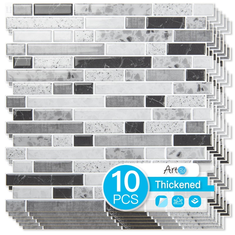Art3d Carrara Grey Peel and Stick Backsplash Tiles
