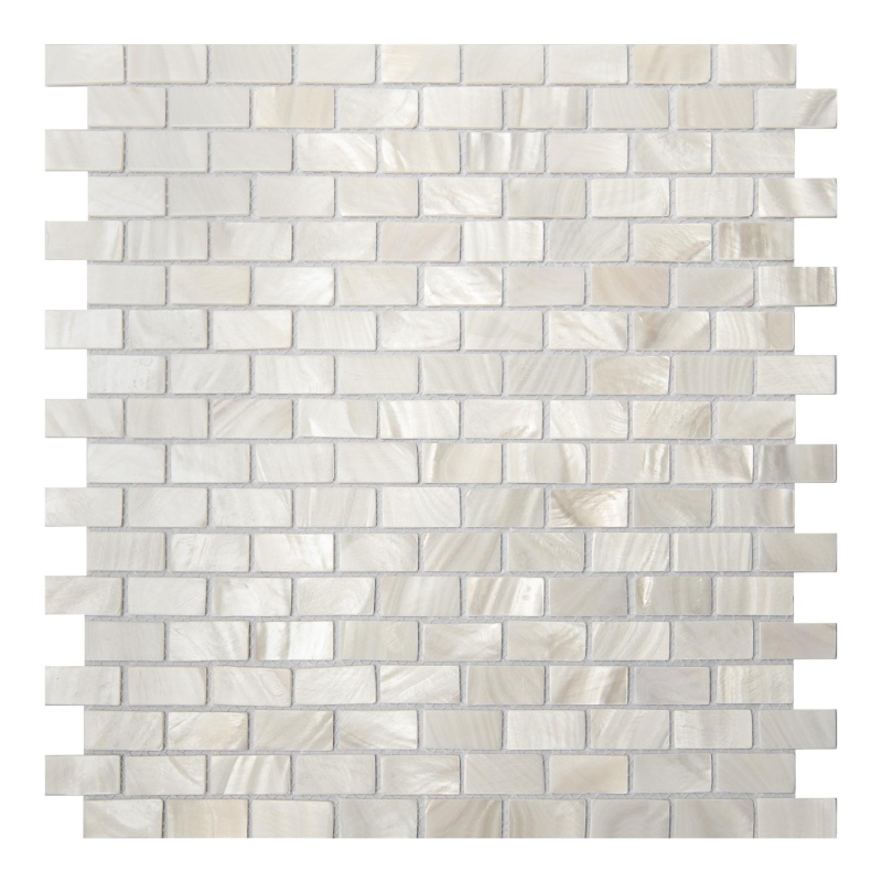 Mother of Pearl Tile for Kitchen Backsplash, 12"x12" Subway White
