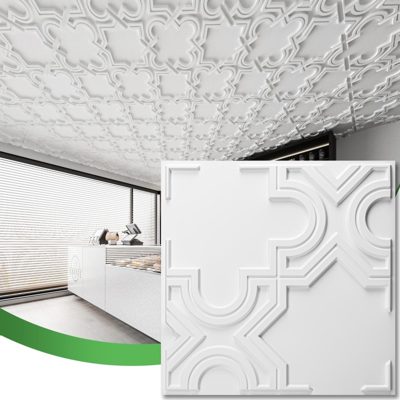 A10956wt12-Art3d 12-Pack Square Drop Ceiling Tile 2Ft X 2Ft, Pvc Ceiling Panel 24 X 24In