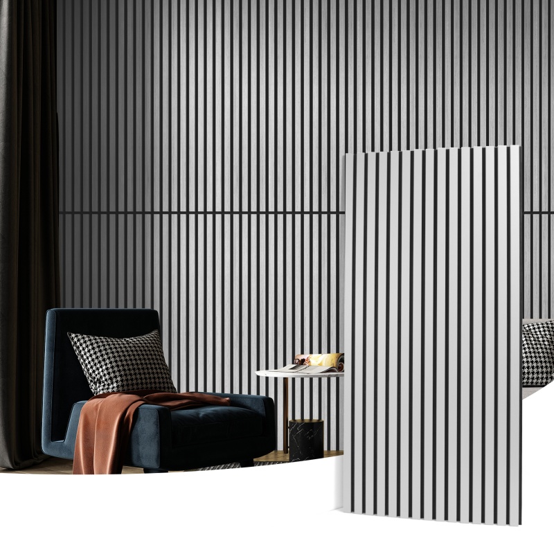 Art3d 4 Wood Slat Acoustic Panels For Wall And Ceiling - 3D Fluted Sound Absorbing Panel With Wood Finish
