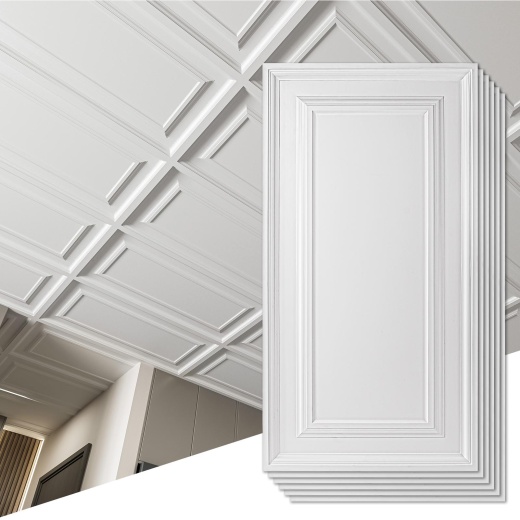A10924-Art3d 12-Pack Drop Ceiling Tiles 2X4 Ft, Pvc Decorative Ceiling Covering Panels For Basement Kitchen Bathroom, 24X48 Inch, Cover 96 Sq. Ft
