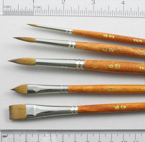 Trinity Brush Long-Handle Set of 5 Kolinsky Sable Art Brushes