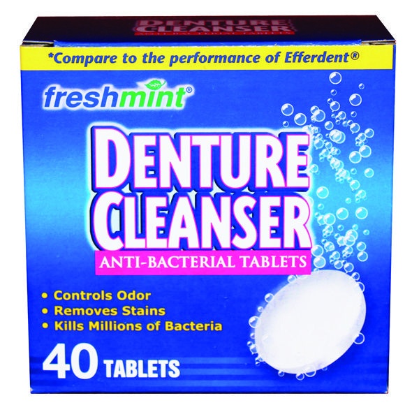 24 Pieces Freshmint Boxed Denture Cleanser Tablets 40 Count - Toothbrushes And Toothpaste