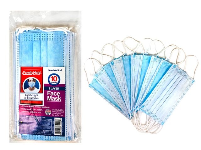 144 Pieces 3 Layer Face Cover 10 Pack - Face Mask